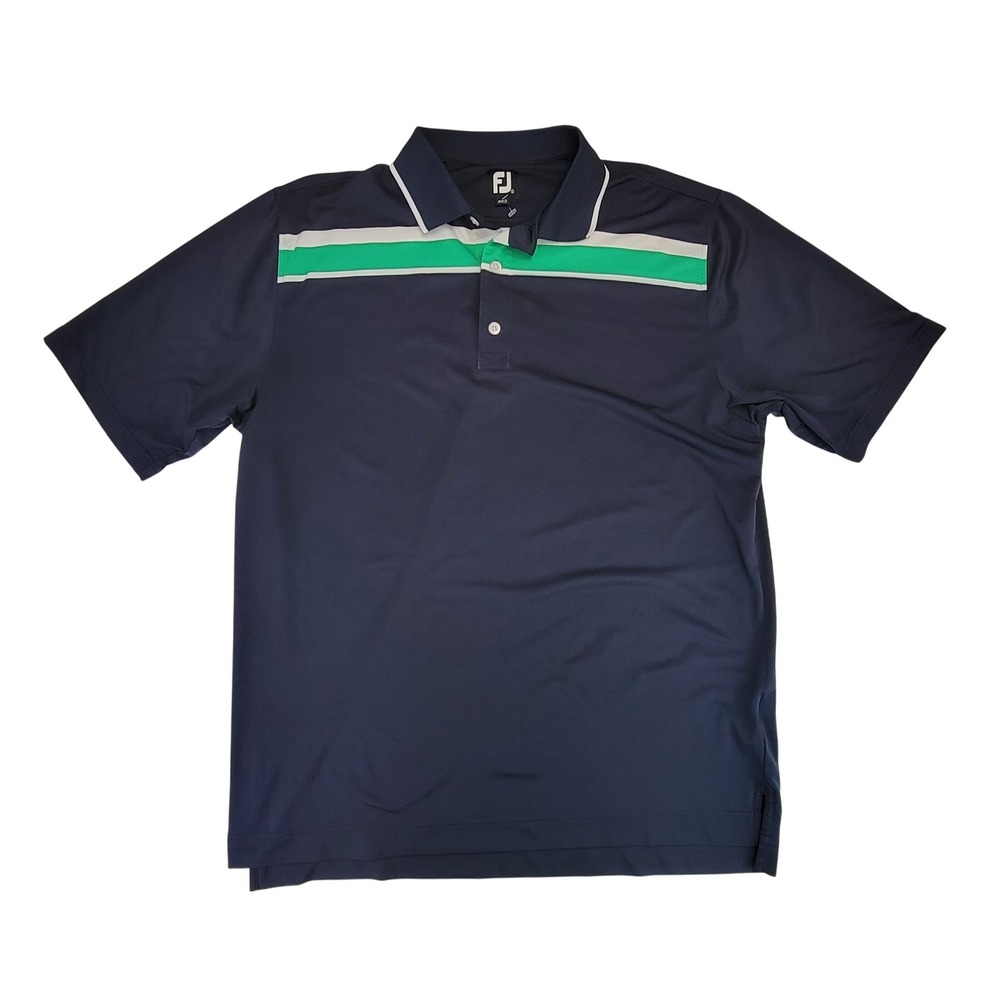 FootJoy FJ‎ Golf Polo Shirt Mens Navy Green White Performance Polo Shirt XL